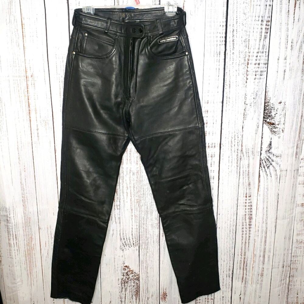Vintage Women's Harley Davidson leather Motorcycle Pants 28 x30